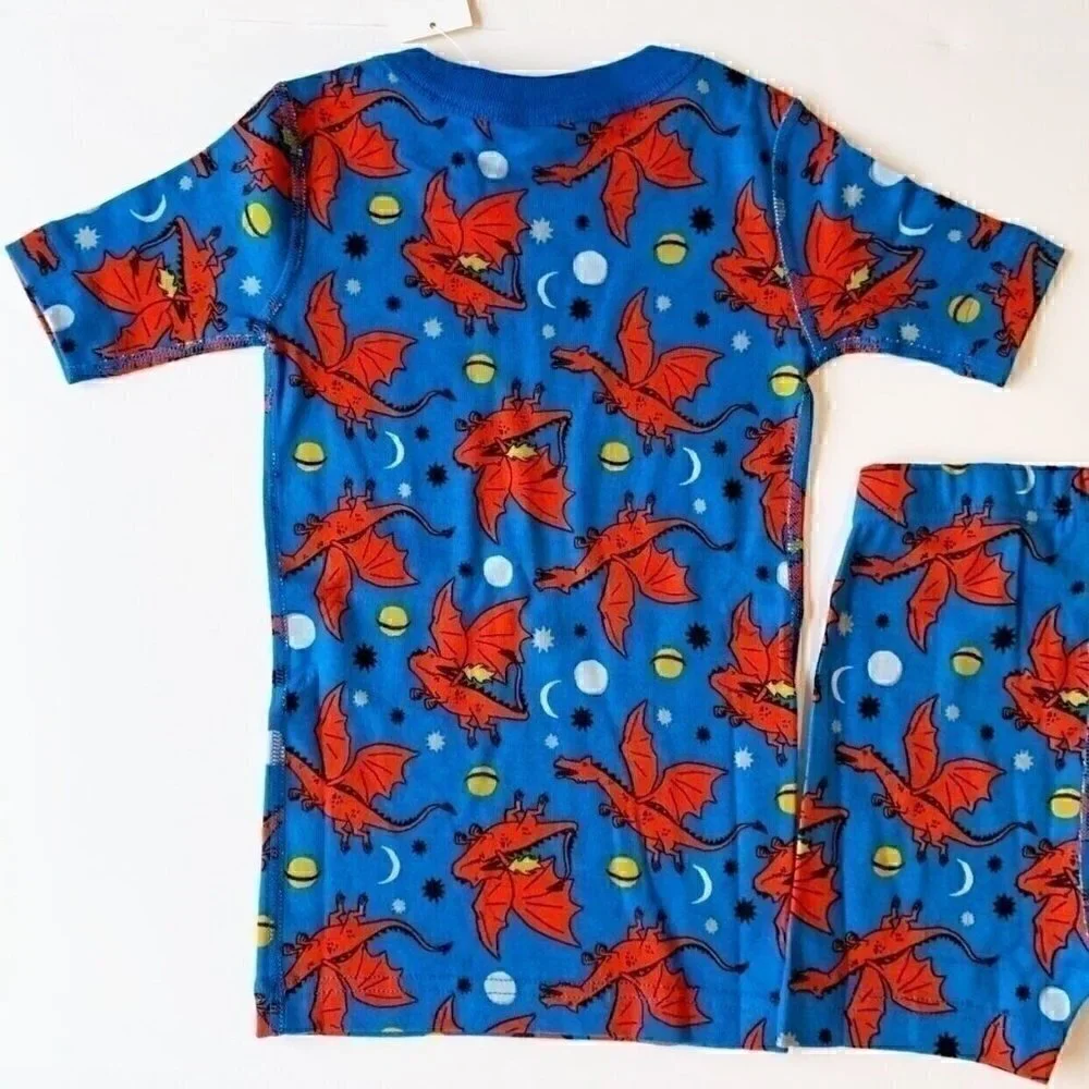 NWT Hanna Andersson Space Dragons Boys Short John Pajama Set 2T 3T